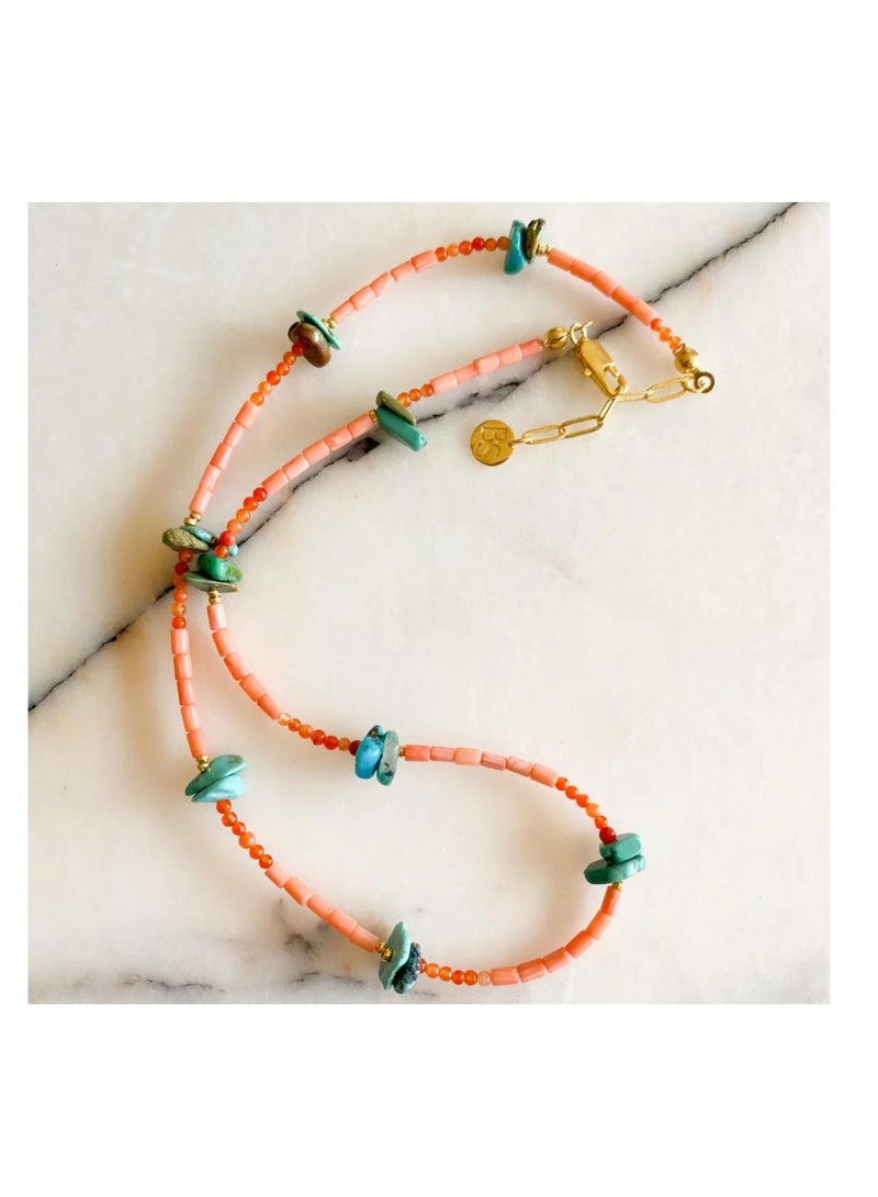 Bonjouk Studio Magique Turquoise Agate Coral Necklace - Image 4